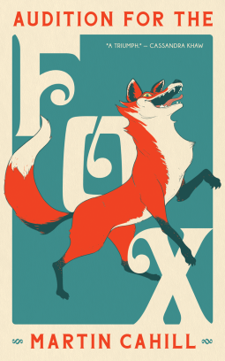 Light blue background, with white at the top and bottom. Fox is set at a diagonal in a fantasy font. In front of the word "Fox" is a large fox set on his hind legs, and wearing a extremely suspect grin.
