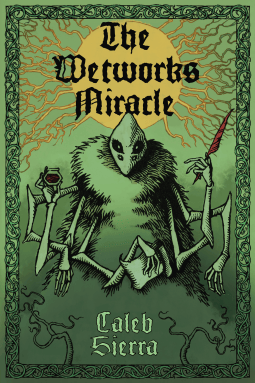 The cover  art is a uniform green, except for a light yellow sun that is the back ground of the title, which is in a "medieval calligraphy" font. In the foreground is a strange alien being with multiple limbs and a wedge-shaped head.  